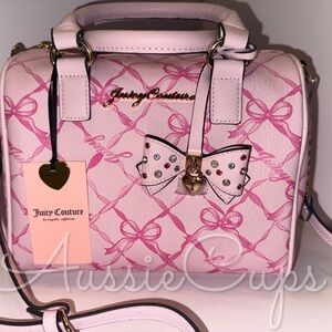 Juicy Couture Bag Purse Satchel matches Bow Pink Peppermint Stanley Cup VIRAL